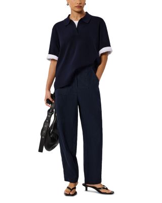 Petites Linen Barrel Leg Trousers