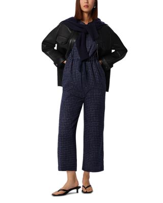 Grid Print Sleeveless Jumpsuit 