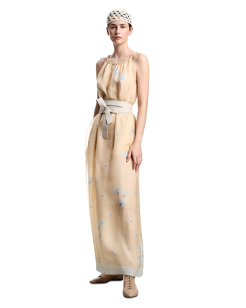 Emporio Armani Silk Organza Floral Print Maxi Dress