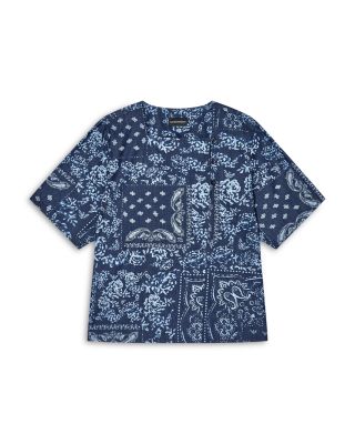 Bandana Print Chambray Short Sleeve Top