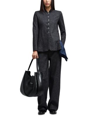 Micro Houndstooth Back Pleat Blazer