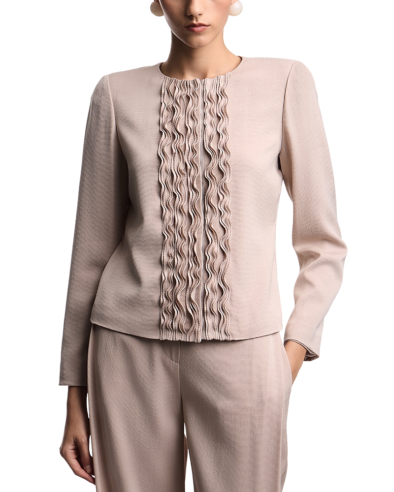 Emporio Armani Washed Twill Ruffled Detail Jacket