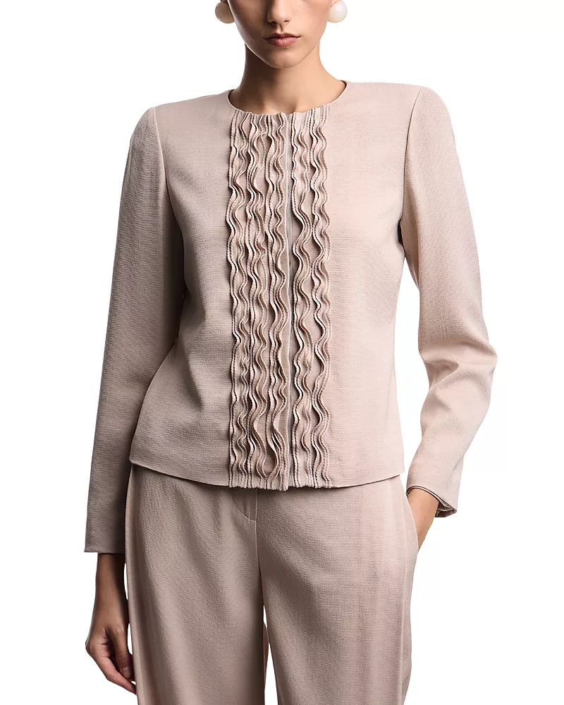 Emporio Armani Washed Twill Ruffled Detail Jacket