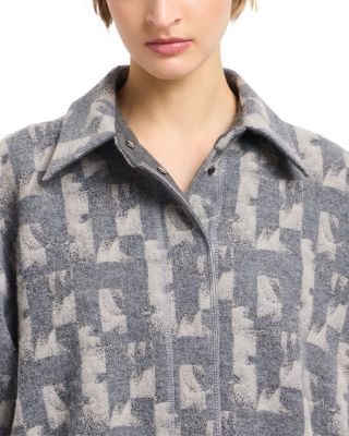 Geometric Jacquard Bubble Hem Jacket