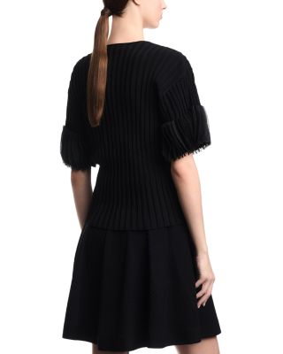 Rib Knit Ruffle Motif Top 