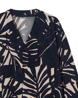 Blouson Palm Leaf Linen Blend Jacket