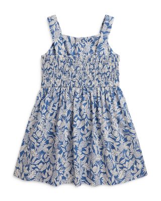 Girls' Pineapple Print Smocked Cotton Dress - Little Kid