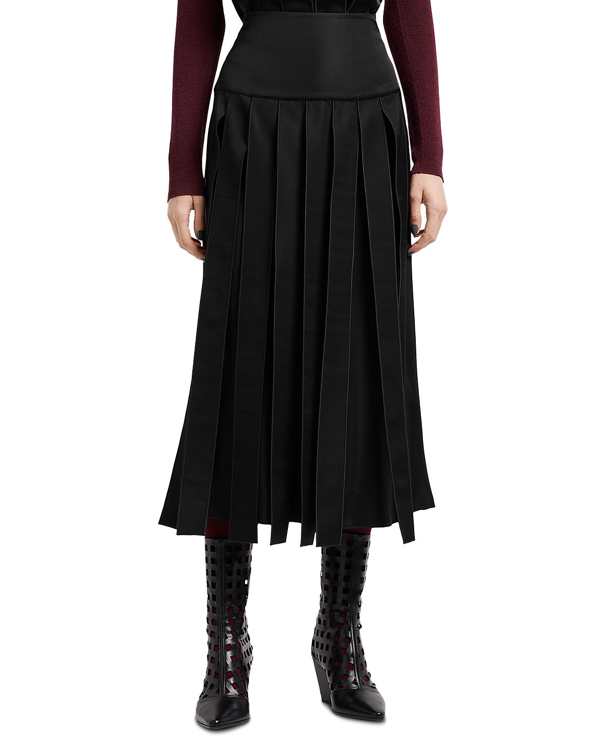 Emporio Armani Satin Fringe Midi Skirt