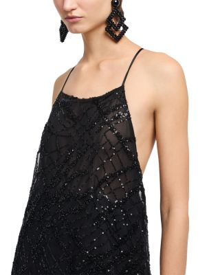 Tulle Maxi Dress with Allover Sequin Embroidery