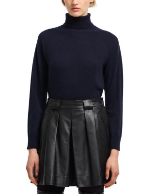 Emporio Armani Nappa Leather Skirt with Pleating