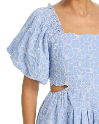 Embroidered Scallop Hem Mini Dress - Exclusive