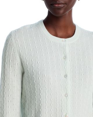 Ribbed Cable Knit Cashmere Cardigan Sweater