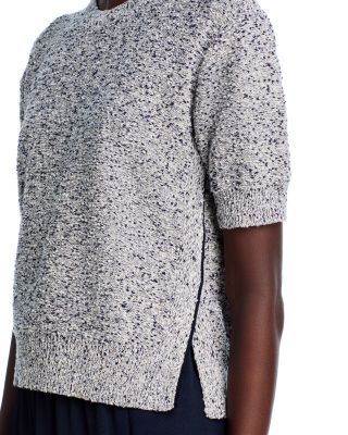 Cropped Tweed Short Sleeve Sweater