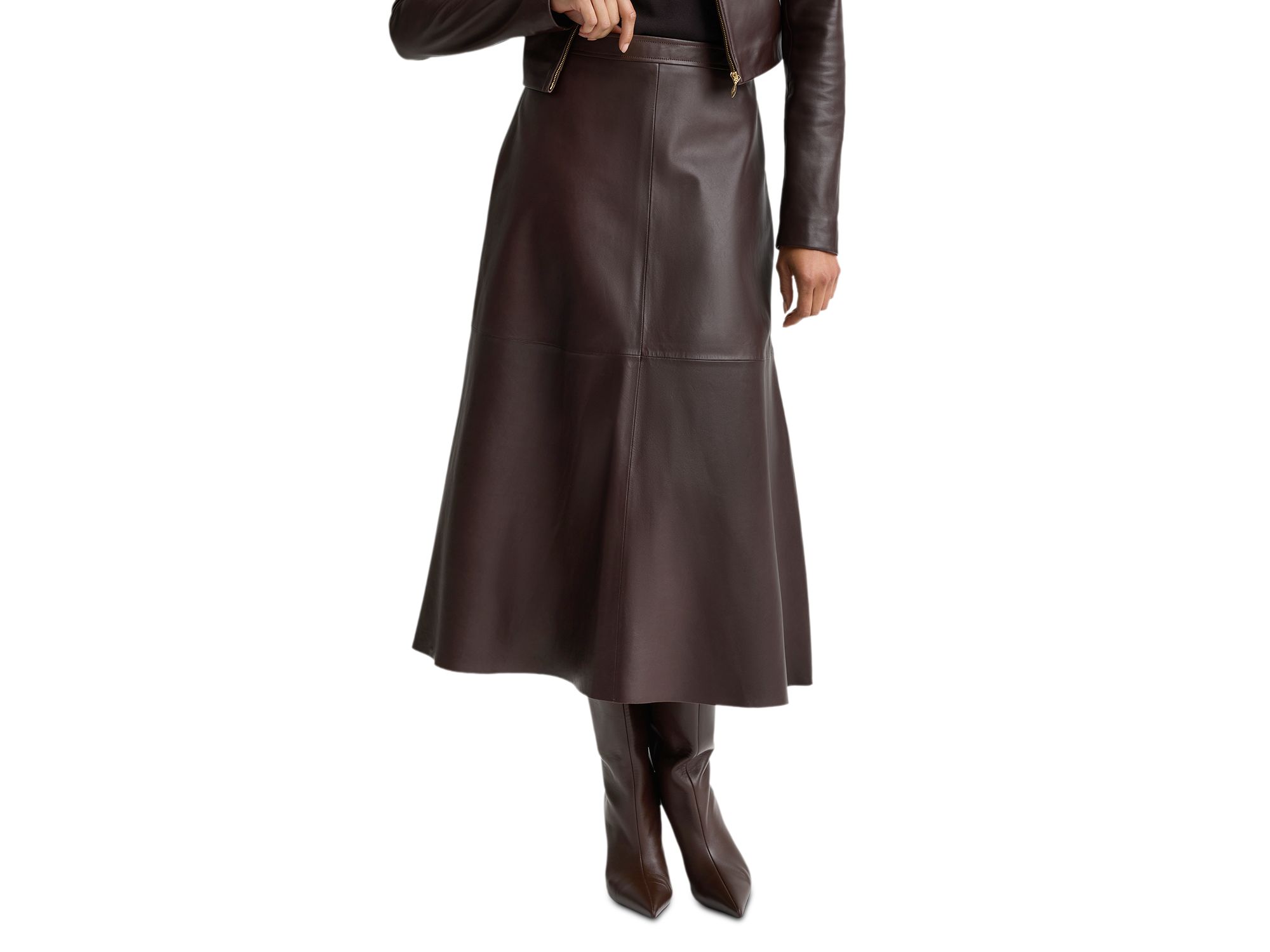Soft Nappa Leather Midi Skirt - Image 1
