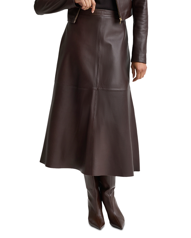 St. John Soft Nappa Leather Midi Skirt