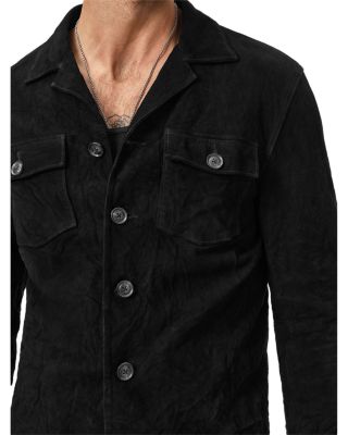 Jesse Leather Shirt Jacket with Buttons
