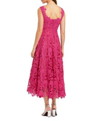 Sleeveless Embroidered Lace A Line Midi Dress