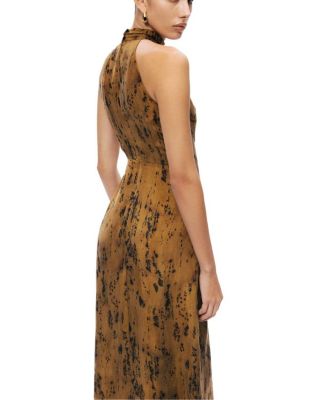 Printed Halter-Neck Maxi Dress