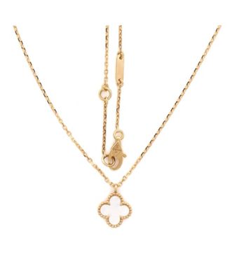  Sweet Alhambra Pendant Necklace 18K Gold and Mother of Pearl, 15.75"