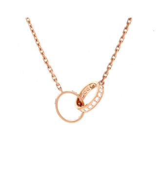  Love Interlocking Necklace 18K Rose Gold with Diamonds, 17.5"
