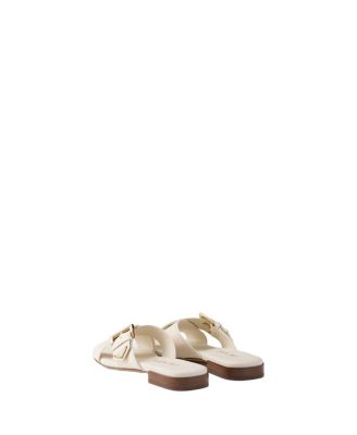  Women's Leather Crisscross Slides With Buckle