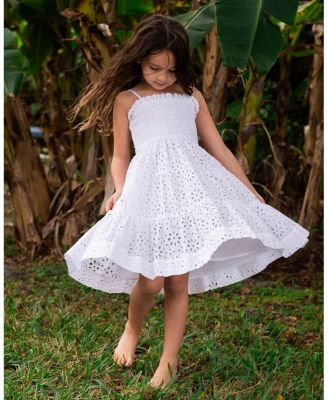  Girls' Eyelet Lila Dress Tiered Smocked Dress - Little Kid, Big Kid