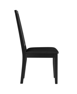 Arlo Faux Leather Upholstered Faux Rattan and Wood Dining Side Chairs, Set of 2