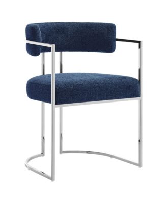 Huron Curved Back Fabric and Metal Dining Accent Chair