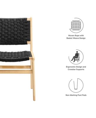 Saoirse Woven Rope Wood Dining Side Chair, Set of 2