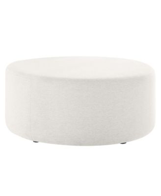 Callum Large 38" Round Woven Heathered Fabric Upholstered Ottoman