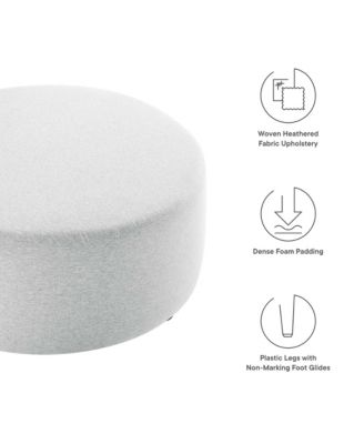 Callum Large 38" Round Woven Heathered Fabric Upholstered Ottoman