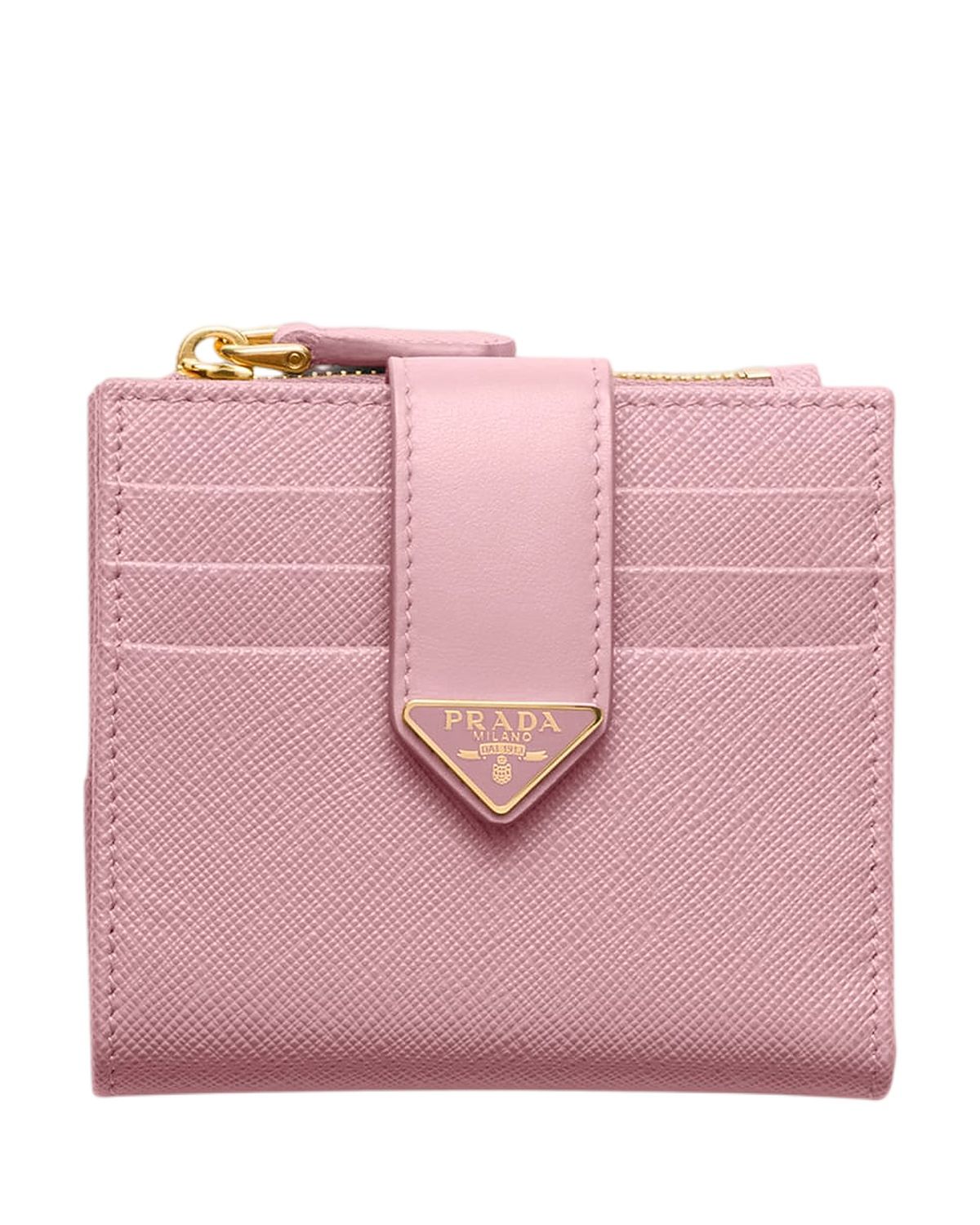 Prada Small Saffiano And Smooth Leather Wallet