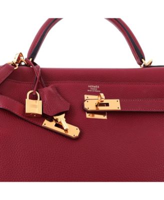 Kelly 32 Handbag Red Togo with Gold Hardware