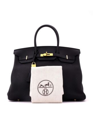 Birkin 35 Handbag Black Clemence with Gold Hardware