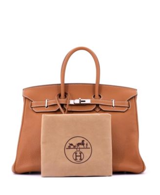 Birkin 35 Handbag Brown Togo with Palladium Hardware