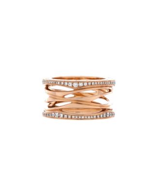  B.Zero1 Design Legend Zaha Hadid Four Band Ring 18K Rose Gold with Diamonds
