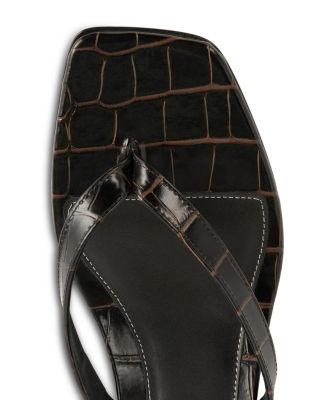 Women's Croco Embossed High Heel Flip Flops