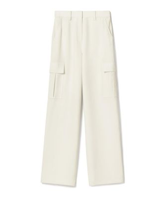  White Silk Crepe Cargo Pant