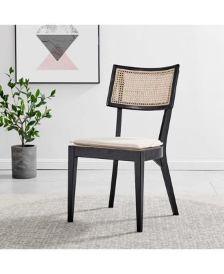 Caledonia Fabric Upholstered Wood Dining Chair, Set of 2