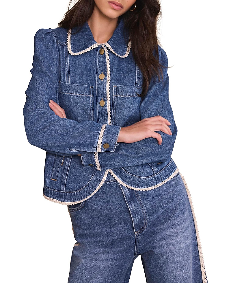 Mint Velvet Women's Lace Trim Denim Jacket