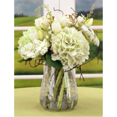 European Hand Tie Crackle Vase Floral Arrangement