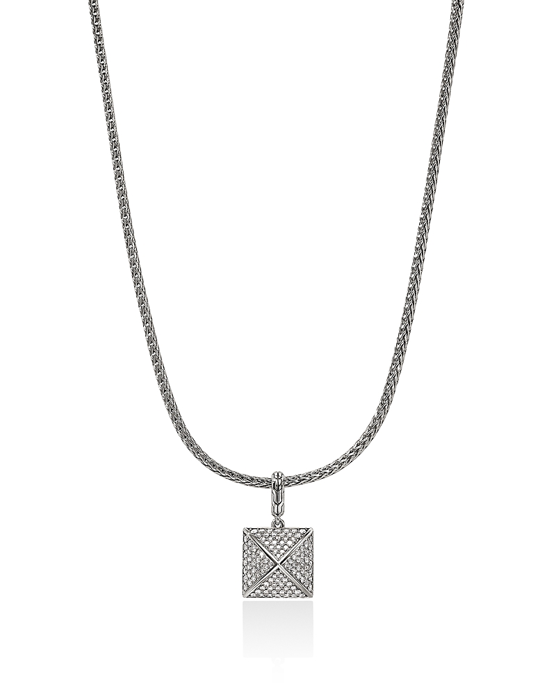 John Hardy Sterling Silver Icon Diamond Pyramid Cluster Pendant Necklace, 16-18'