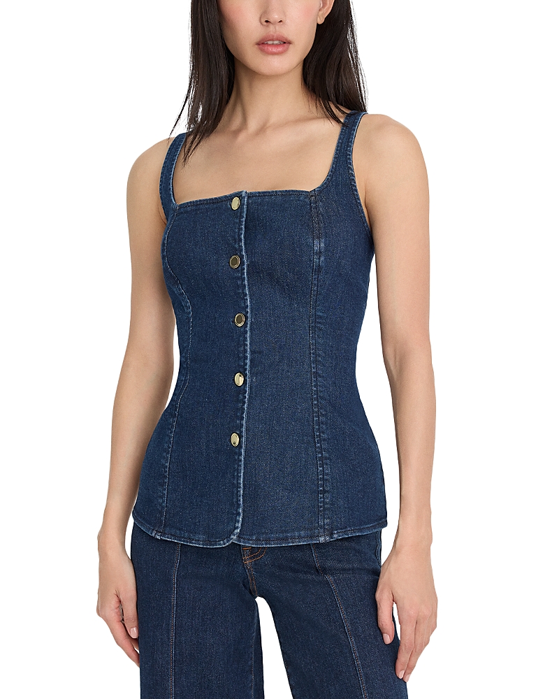 Good American Denim Sleeveless Button Front Top