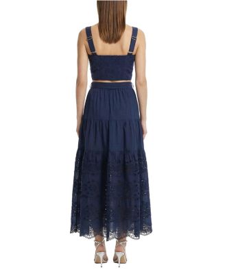 Ilyssa Eyelet Embroidered Square Neck Smocked Crop Top