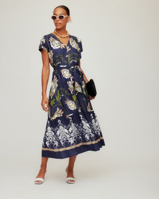 Kristine Tiered Front Slit Midi Dress