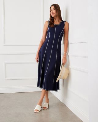 Sleeveless Stitch Detail Midi Dress