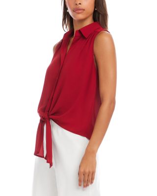 Sleeveless Tie Front Top