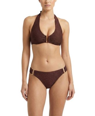 Shana U-Bar Metallic Halter Bikini Top