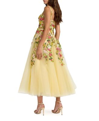  Embroidered Tulle A-Line Midi Dress