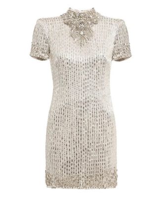Kitty Crystal-Embellished Turtleneck Mini Dress